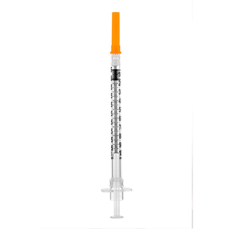 Safety Insulin Syringe with Needle Sol-Care™ 1 mL 1/2 Inch 29 Gauge Retractable Safety Needle Regular Wall - BeHope