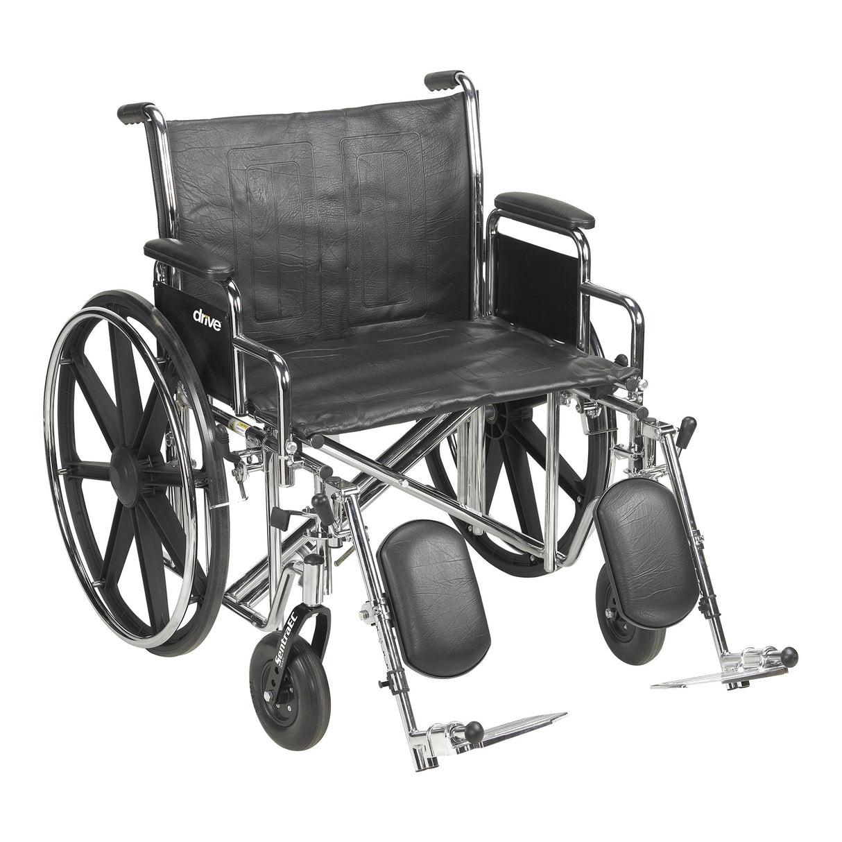 Bariatric Wheelchair McKesson Dual Axle Desk Length Arm Swing-Away Elevating Legrest Black Upholstery 24 Inch Seat Width Adult 450 lbs. Weight Capacity - BeHope