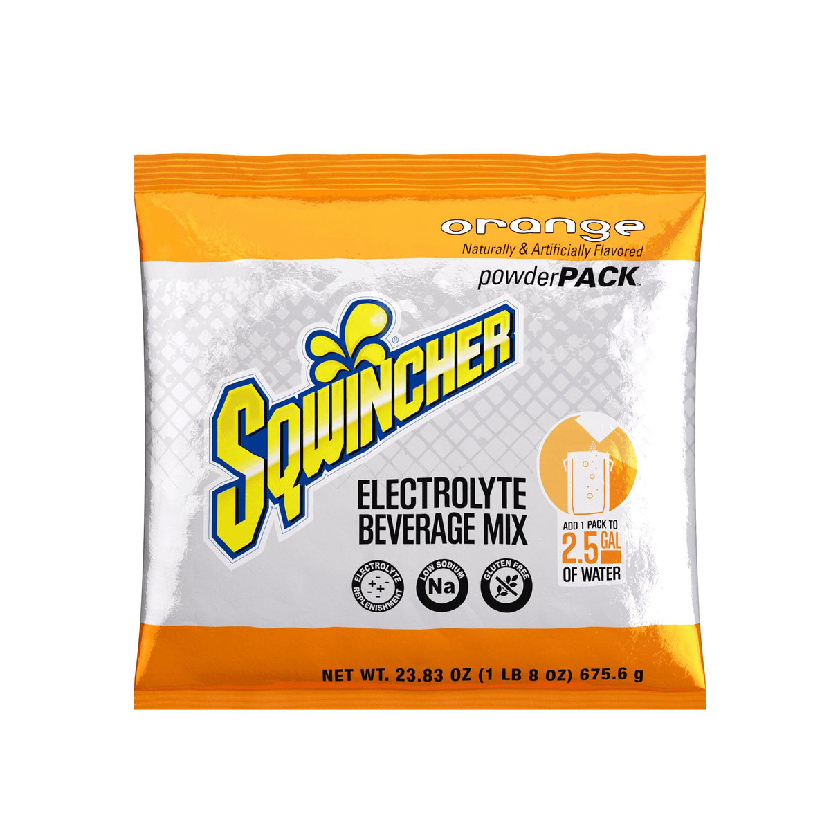 Oral Electrolyte Solution Sqwincher Powder Pack Orange Flavor 23.83 oz. Electrolyte