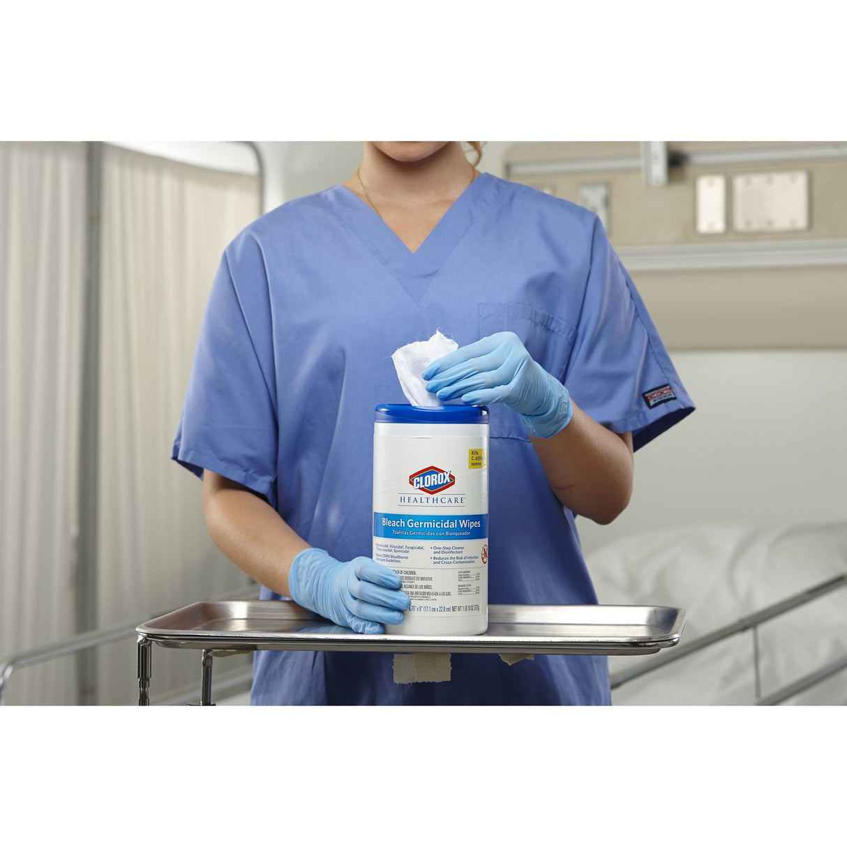 Surface Disinfectant Cleaner Clorox Healthcare® Premoistened Bleach Germicidal Manual Pull Wipe 70 Count Canister Chlorine Scent NonSterile - BeHope