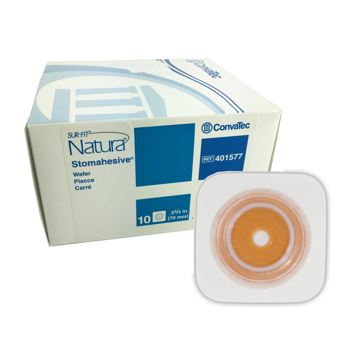 Ostomy Barrier Sur-Fit Natura® Trim to Fit, Standard Wear Stomahesive® Without Tape 70 mm Flange Sur-Fit Natura® System Hydrocolloid 1-7/8 to 2-1/2 Inch Opening 5 X 5 Inch - BeHope