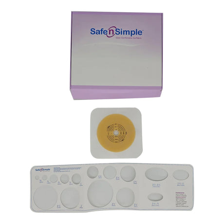 Ostomy Barrier Trim to Fit, Extended Wear Adhesive Tape Collar 57 mm Flange Red Code System Up to 1-3/4 Inch Opening 5 X 5 Inch - BeHope
