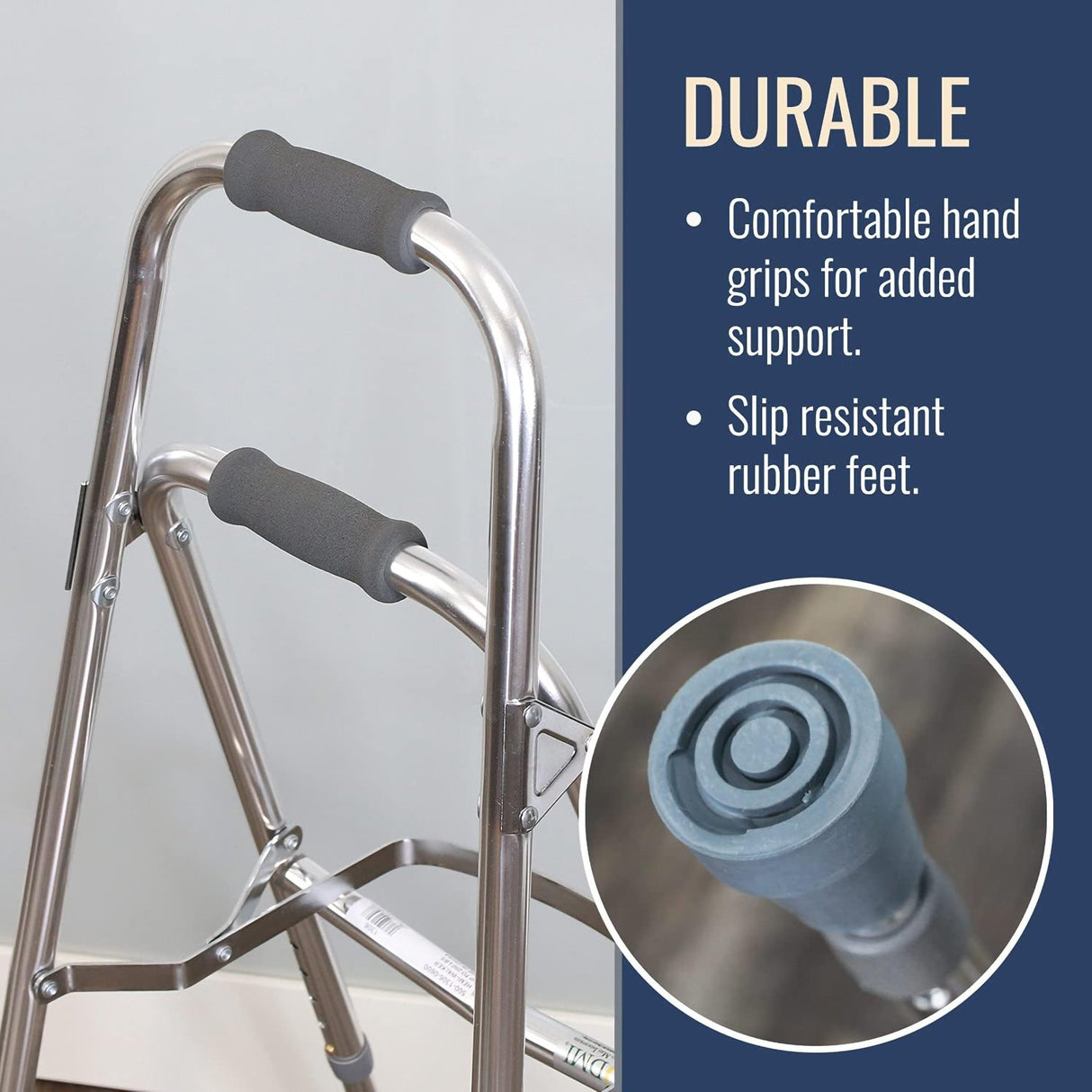Side Step Folding Walker DMI Hemi Aluminum Frame 250 lbs, Weight Capacity 30 ro 35 Inch Height - BeHope