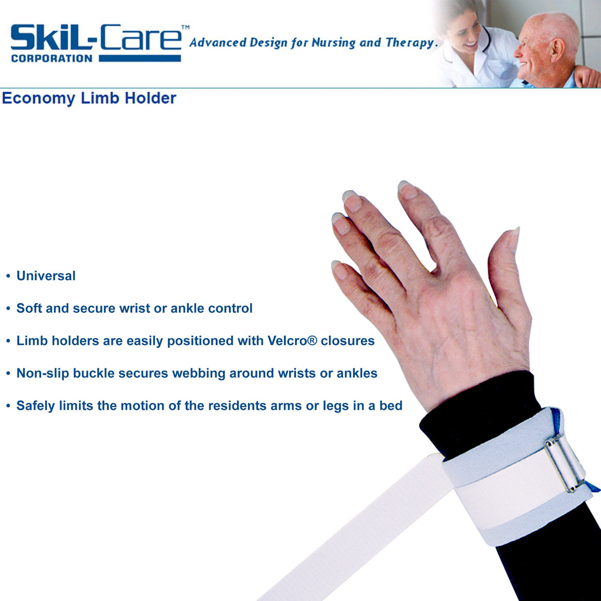 Limb Restraint Dispos-A-Cuff One Size Fits Most Strap Fastening 1-Strap - BeHope
