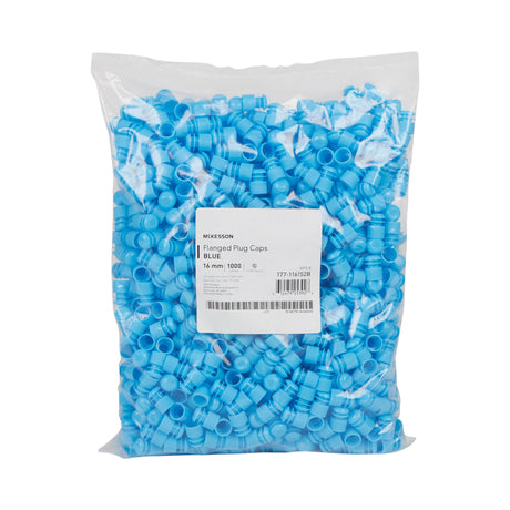 McKesson Tube Closure Polyethylene Flanged Plug Cap Blue 16 mm For Use with 16 mm Blood Drawing Tubes, Glass Test Tubes, Plastic Culture Tubes NonSterile - BeHope