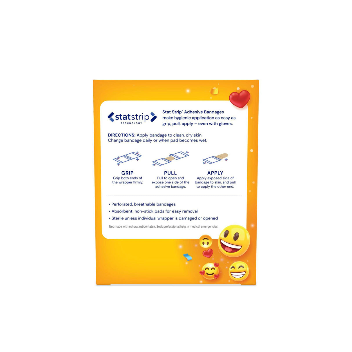 Adhesive Strip Stat Strip® Plastic Kid Design (Emoji Fun) 3/4 X 3 Inch Sterile - BeHope