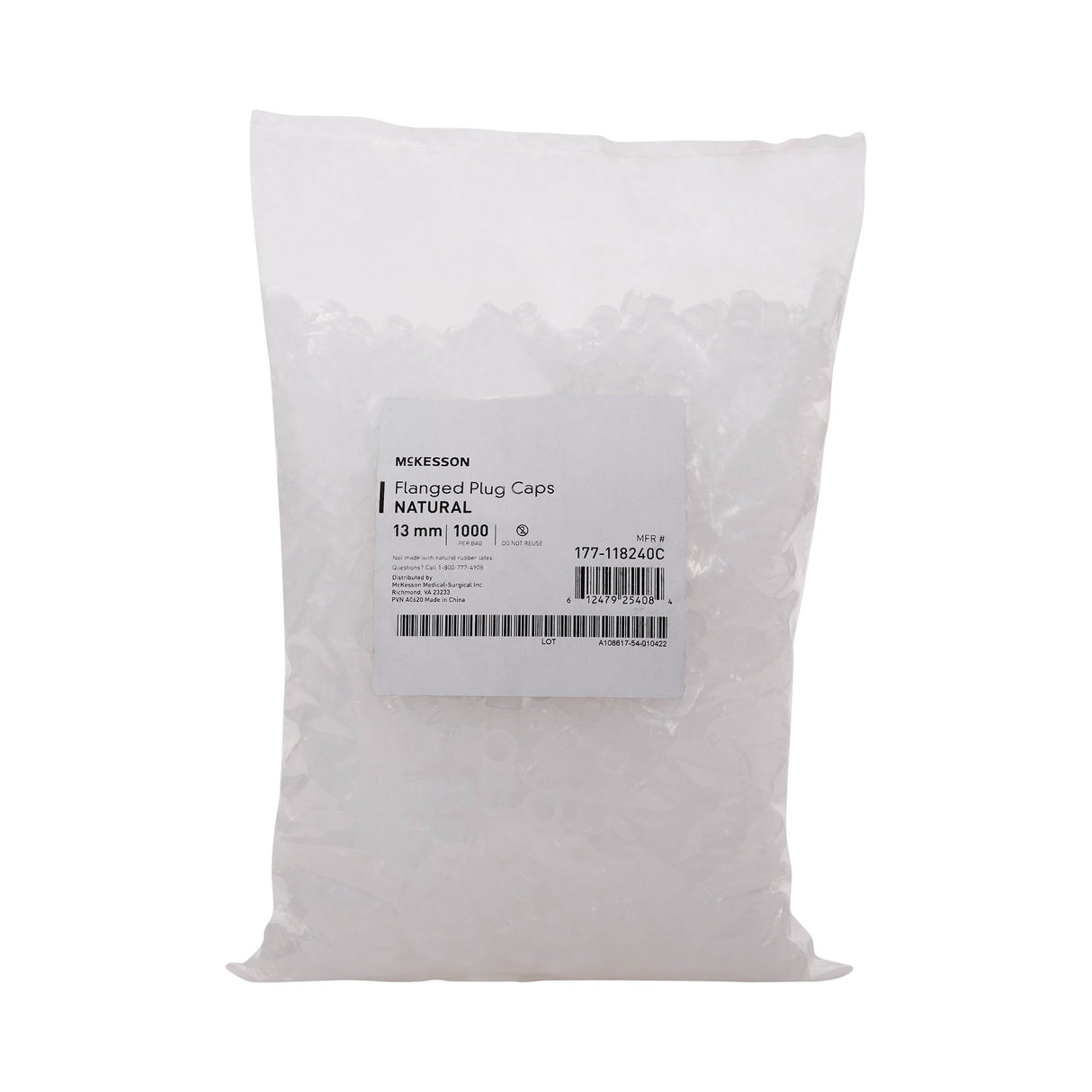 McKesson Tube Closure Polyethylene Flanged Plug Cap Natural 13 mm For Use with 13 mm Blood Drawing Tubes, Glass Test Tubes, Plastic Culture Tubes NonSterile - BeHope