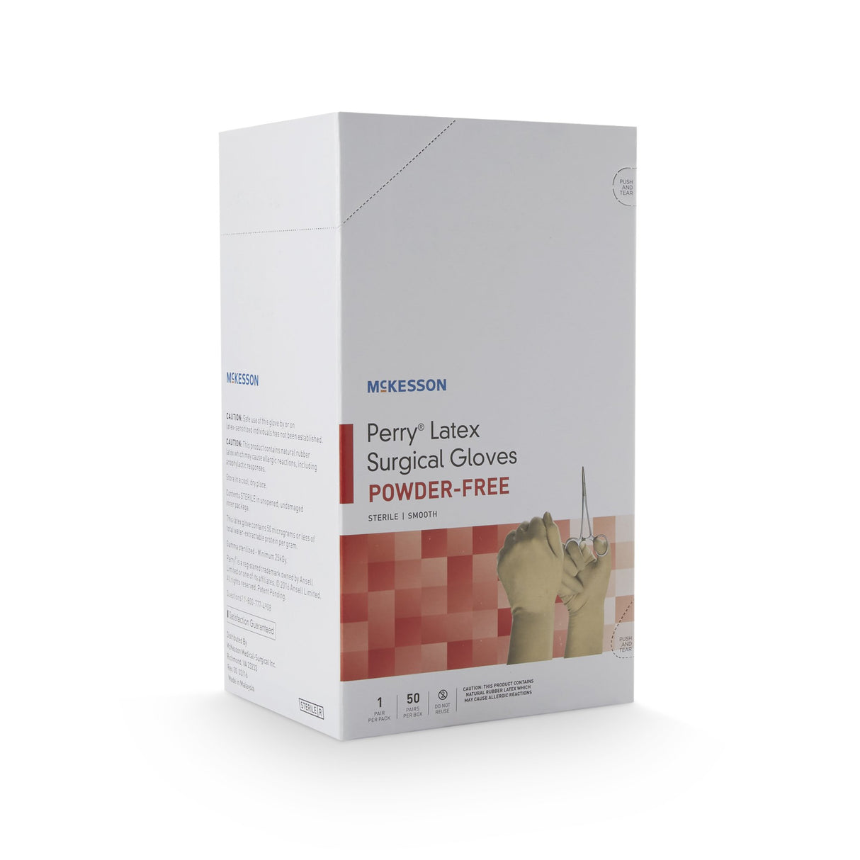 Surgical Glove McKesson Perry® Size 5.5 Sterile Latex Standard Cuff Length Smooth Cream Not Chemo Approved - BeHope