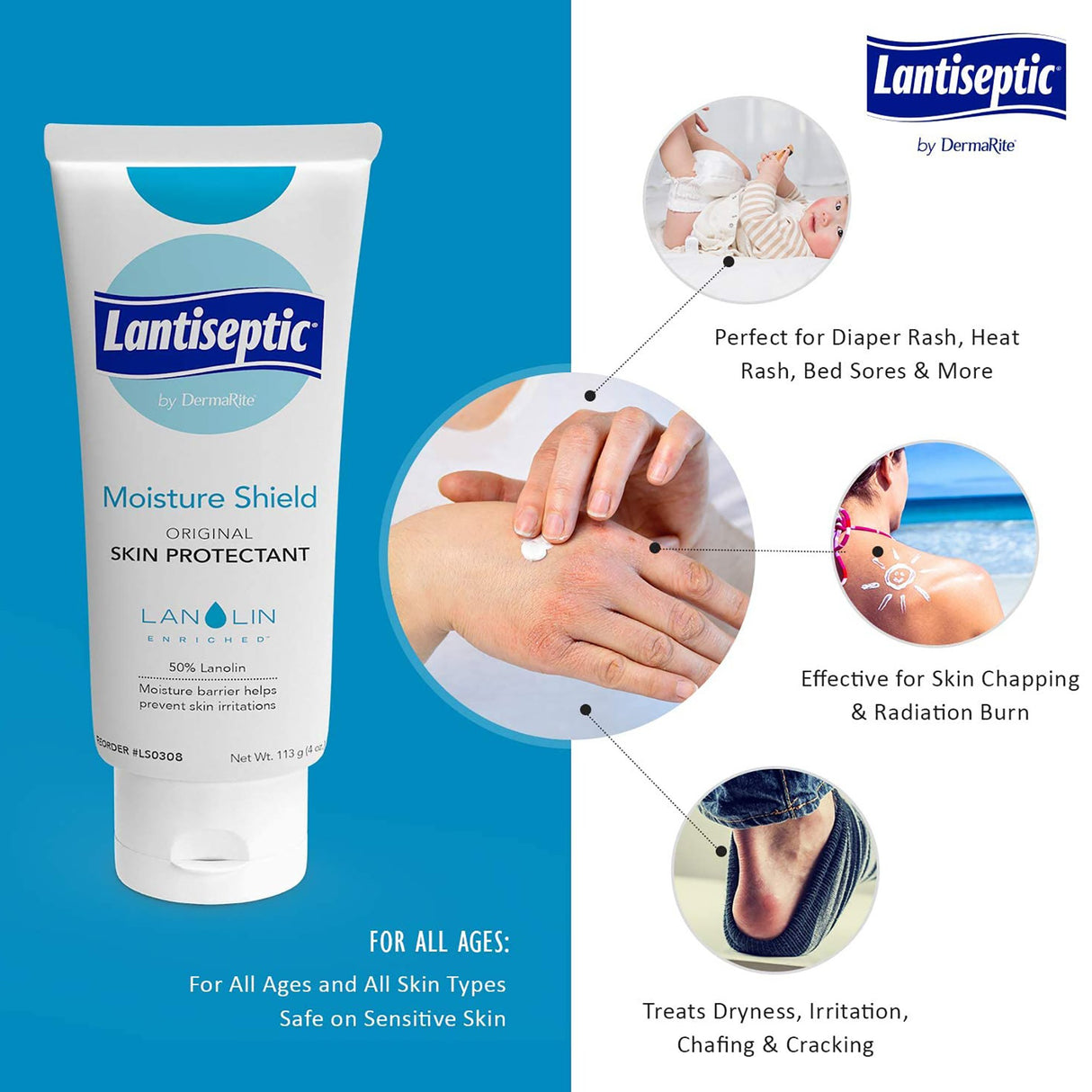 Skin Protectant Lantiseptic Moisture Shield 4 oz. Tube Lanolin Scent Ointment