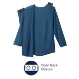 Adaptive Shirt Silverts® Large Navy Blue Without Pockets Long Sleeve Female - BeHope