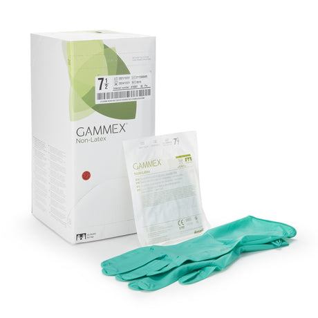 Surgical Glove GAMMEX® Non-Latex Size 7.5 Sterile Polyisoprene Standard Cuff Length Micro-Textured Green Chemo Tested - BeHope
