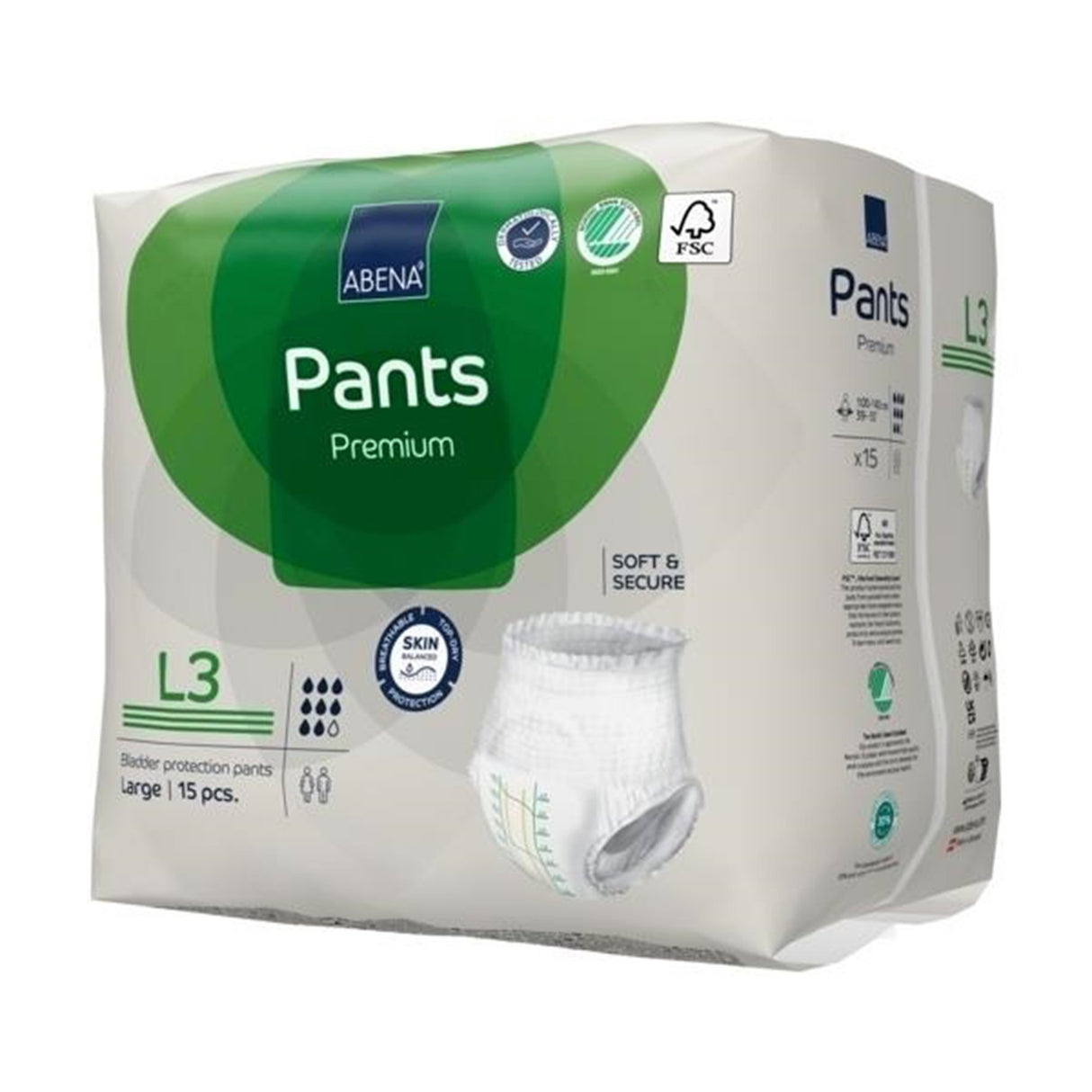 Unisex Adult Absorbent Underwear Abena® Premium Pants L3 Pull On with Tear Away Seams Large Disposable Heavy Absorbency - BeHope