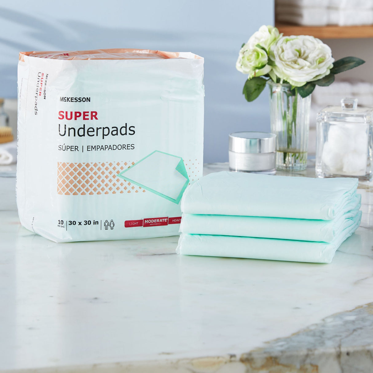 Disposable Underpad McKesson Super 30 X 30 Inch Fluff / Polymer Moderate Absorbency - BeHope