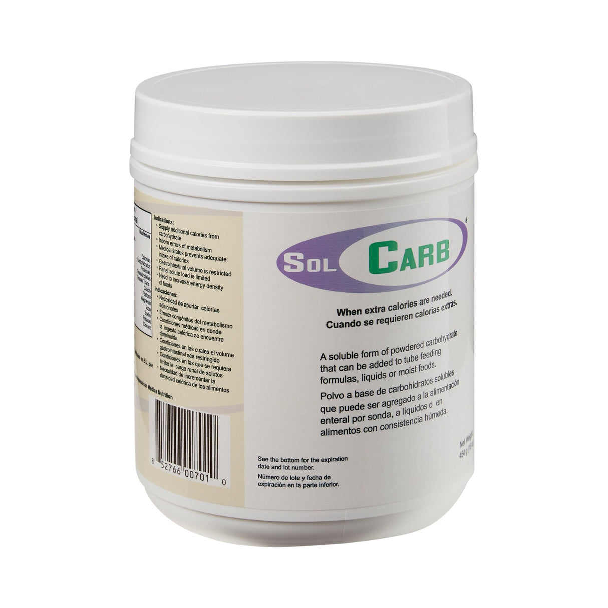 Oral Supplement SolCarb® Unflavored Powder 16 oz. Jar - BeHope