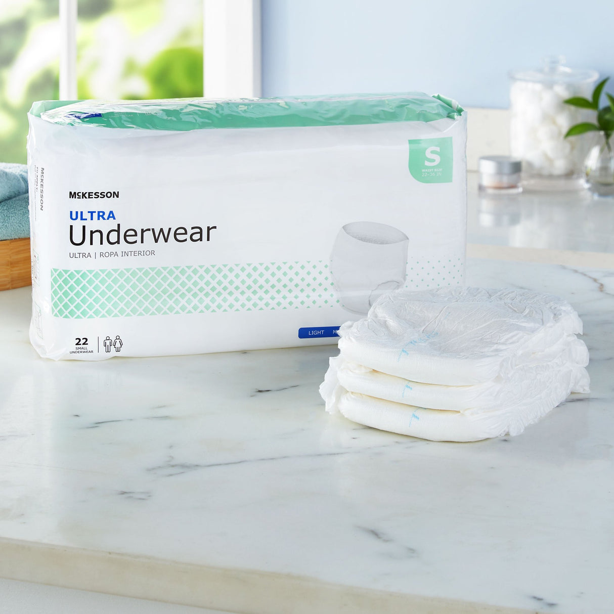 Unisex Adult Absorbent Underwear McKesson Ultra Pull On with Tear Away Seams Small Disposable Heavy Absorbency