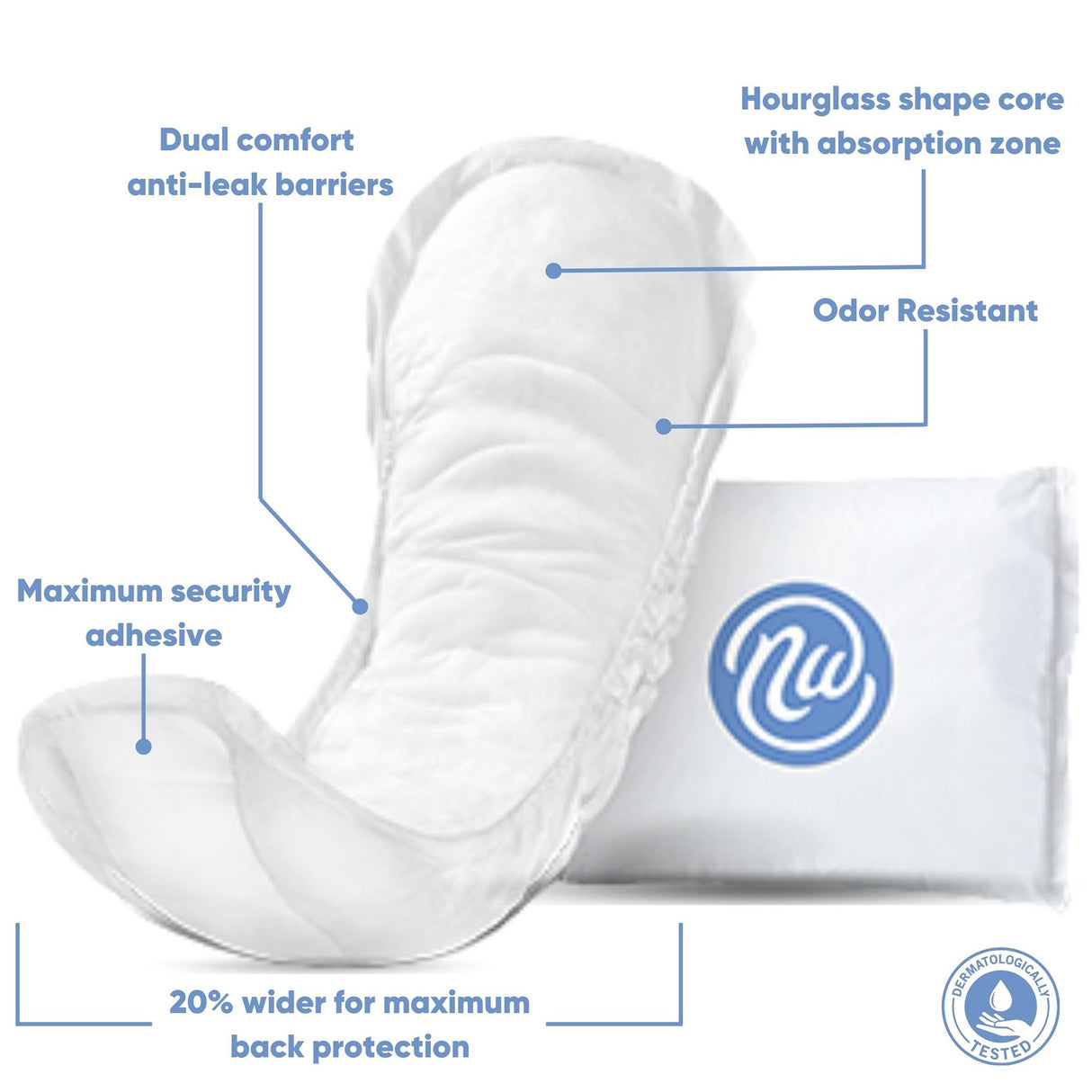 Bladder Control Pad Nexwear Maximum Regular 12 Inch Length Heavy Absorbency Super Absorbent Core One Size Fits Most - BeHope