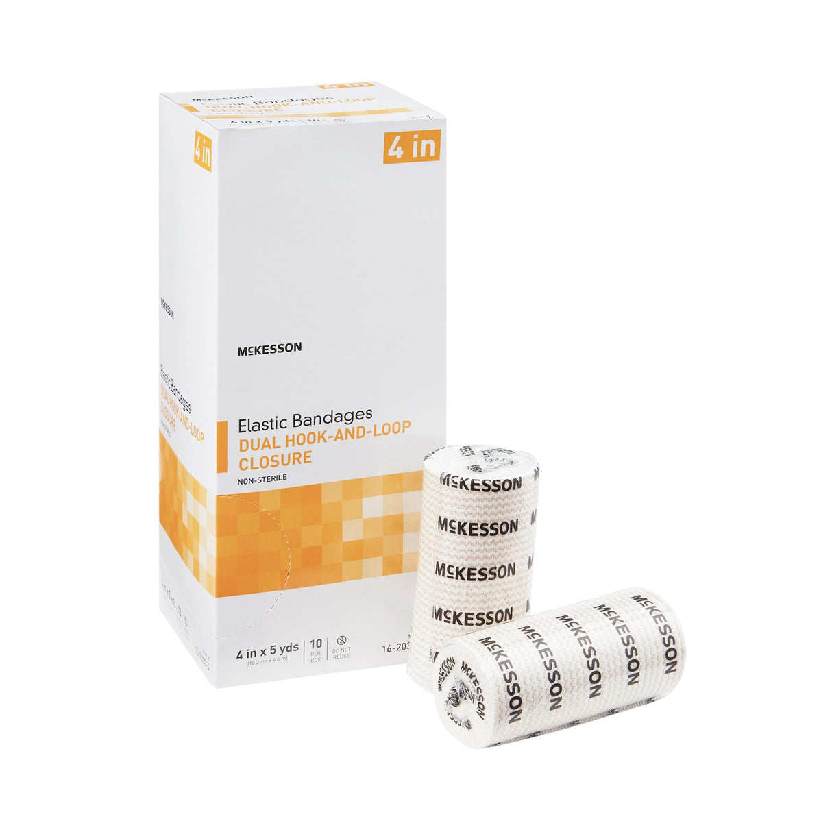 Elastic Bandage McKesson 4 Inch X 5 Yard Double Hook and Loop Closure Tan NonSterile Standard Compression - BeHope