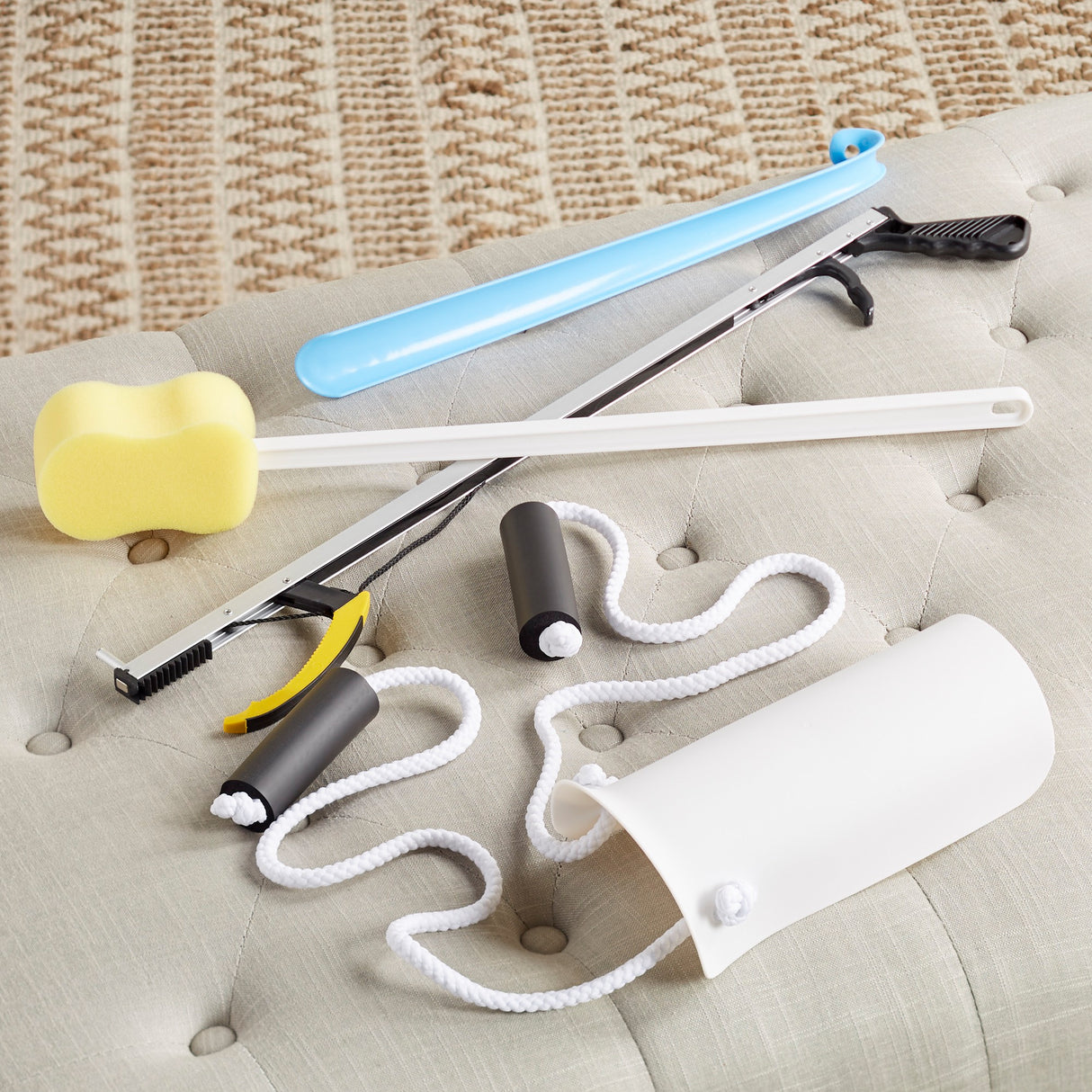 ADL Hip / Knee Equipment Kit FabLife™ Standard Reacher - 26 Inch Length / Shoehorn - 18 Inch Length - BeHope