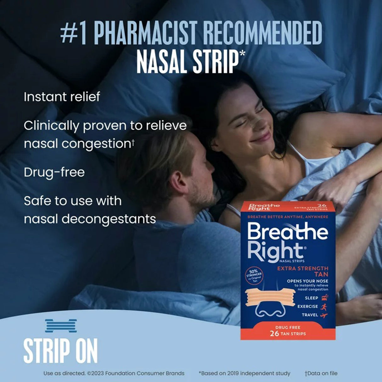 Allergy Relief Breathe Right® Extra Strength Nasal Strip 26 per Box - BeHope