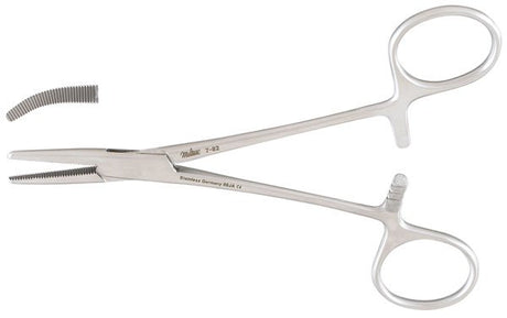 Hemostatic Forceps Miltex® Jones Surgical Grade Stainless Steel Locking Finger Ring Handle Curved Tips - BeHope