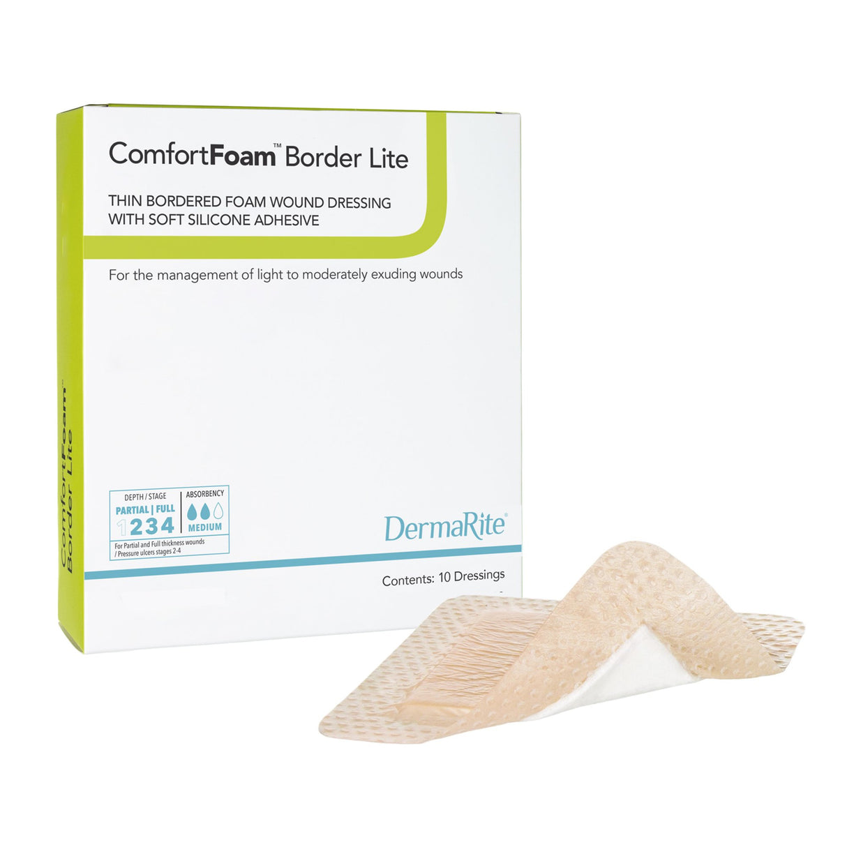 Thin Foam Dressing ComfortFoam Border Lite 2 X 2 Inch With Border Waterproof Backing Silicone Adhesive Square Sterile - BeHope