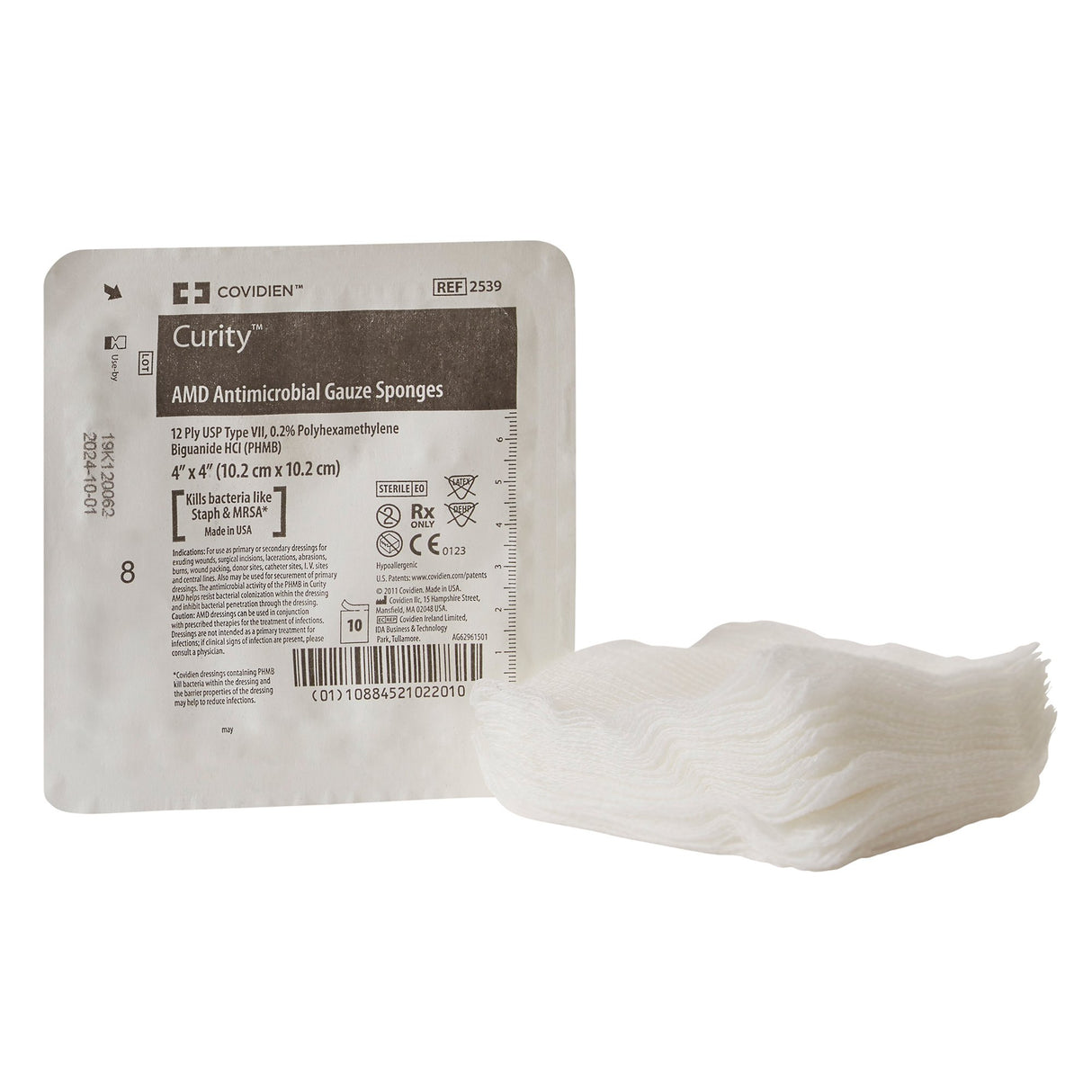 Antibacterial Gauze Sponge Curity™ AMD™ 4 X 4 Inch 12-Ply Sterile 10 per Tray - BeHope