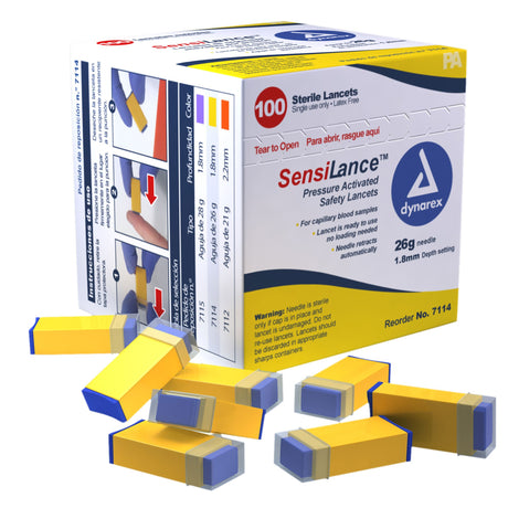 Safety Lancet SensiLance™ 26 Gauge Retractable Pressure Activated Finger - BeHope