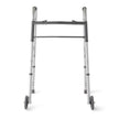 Dual Release Folding Walker with Wheels Adjustable Height Medline Aluminum Frame 300 lbs. Weight Capacity 32-1/2 to 38-1/2 Inch Height - BeHope