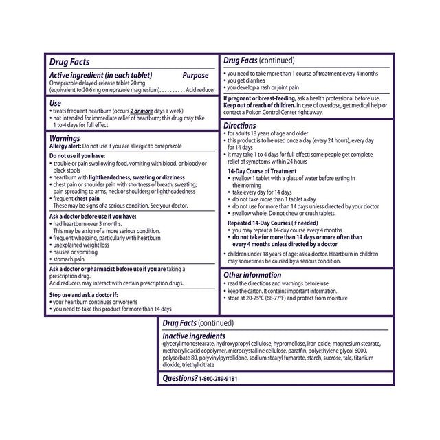 Prilosec Otc® Frequent Heartburn Acid Reducer Tablets - BeHope