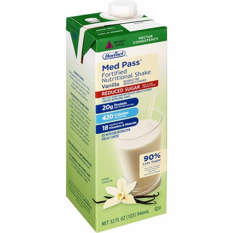 Oral Supplement Med Pass® Reduced Sugar Vanilla Flavor Liquid 32 oz. Carton - BeHope