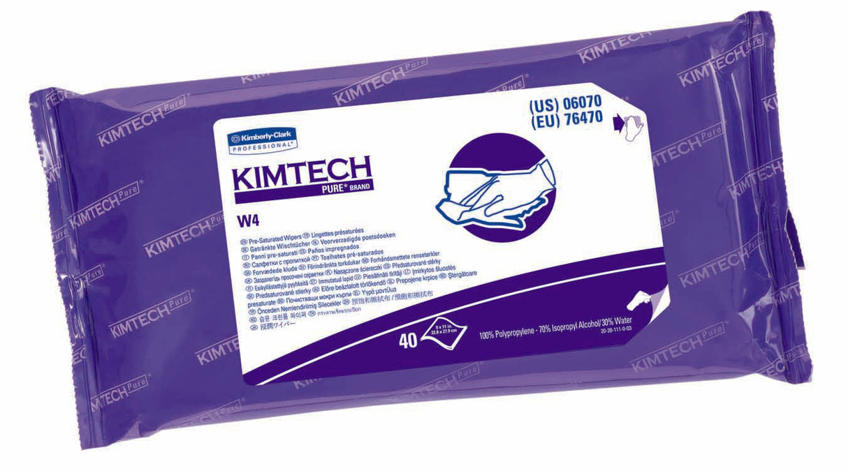 Surface Disinfectant Cleaner Kimtech™ W4 Premoistened Cleanroom Manual Pull Wipe 40 Count Soft Pack Alcohol Scent NonSterile - BeHope