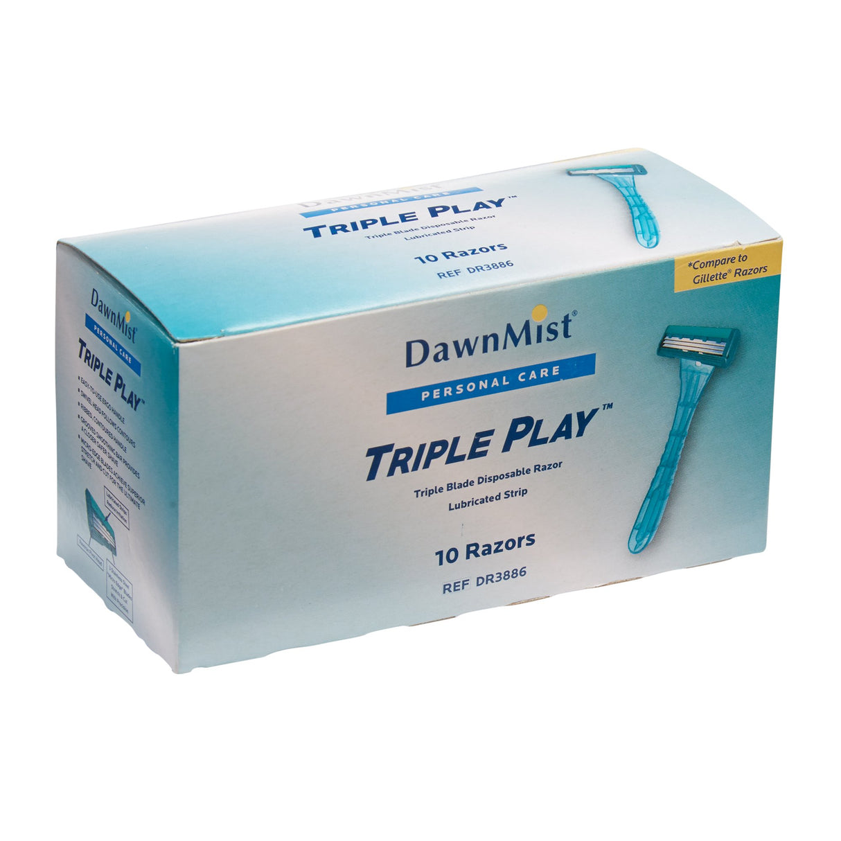 Personal Razor with Lubricating Strip DawnMist® Triple Play™ Single Edge Triple Blade NonSterile Disposable - BeHope