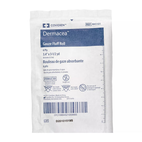 Fluff Bandage Roll Dermacea™ 3-2/5 Inch X 3-1/2 Yard 6-Ply Sterile 1 per Pack - BeHope