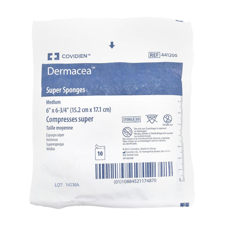 Fluff Dressing Dermacea™ 6 X 6-3/4 Inch 12-Ply Sterile 10 per Pack - BeHope