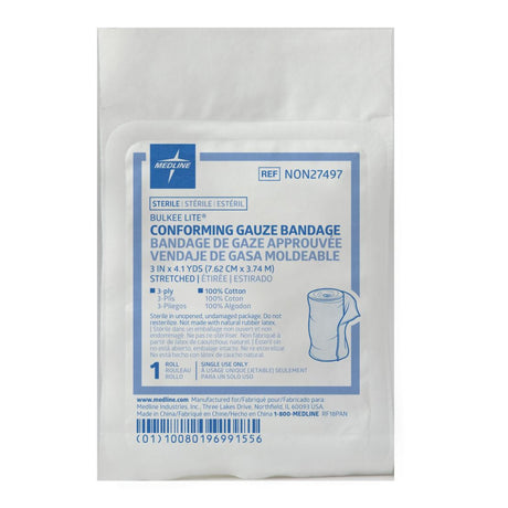 Fluff Bandage Roll Bulkee Lite® 3 Inch X 4-1/10 Yard 3-Ply Sterile 12 per Pack - BeHope