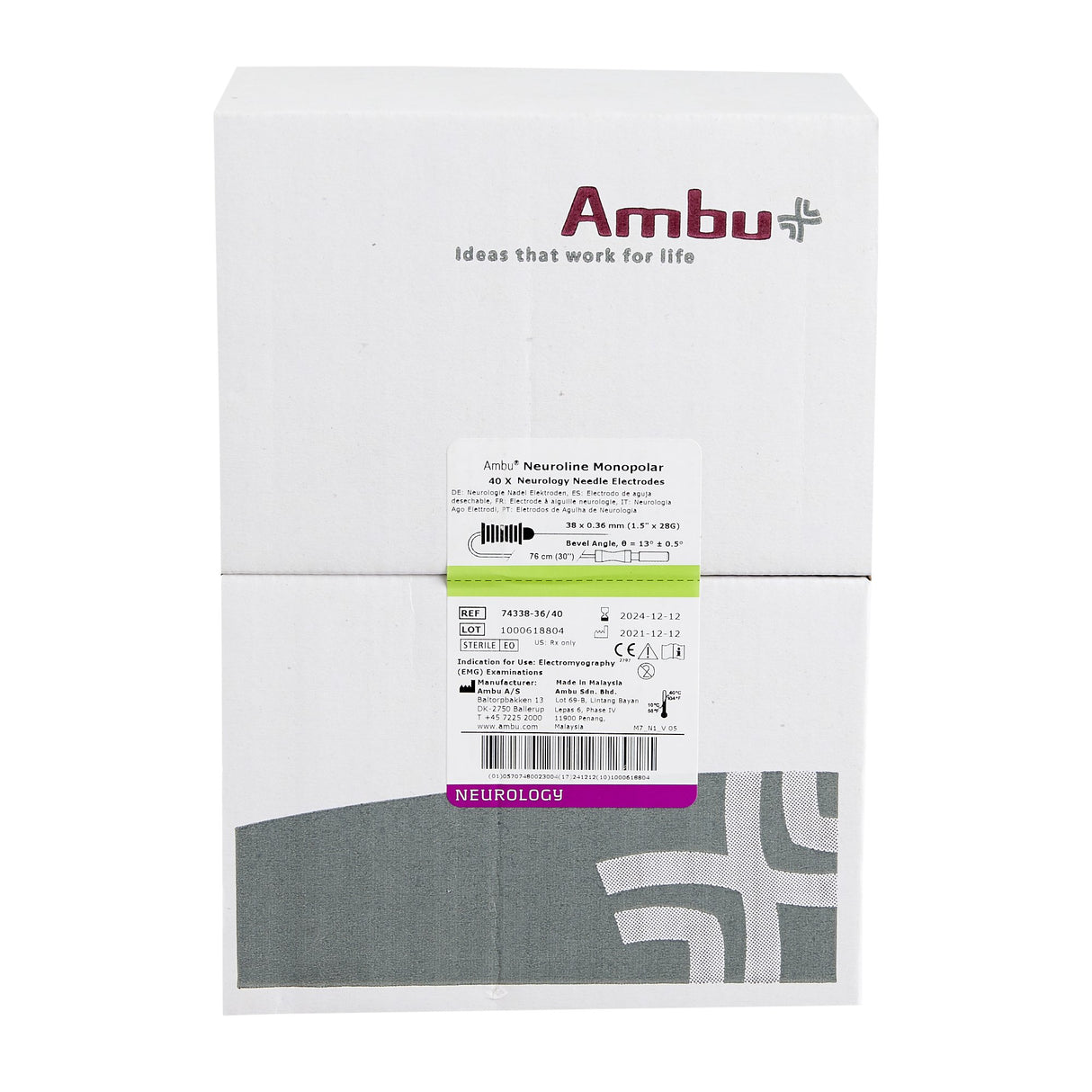 Ambu Neuroline Sterile Coated EMG Needle Electrode with Leadwire Disposable - BeHope