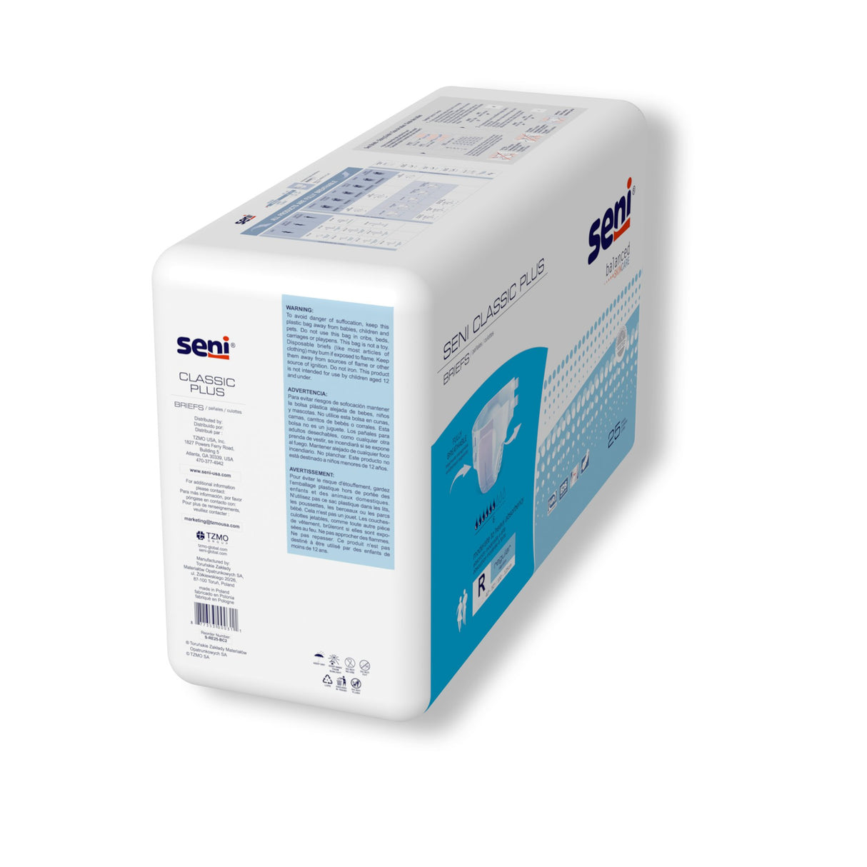 Unisex Adult Incontinence Brief Seni Classic Plus Regular Disposable Moderate Absorbency