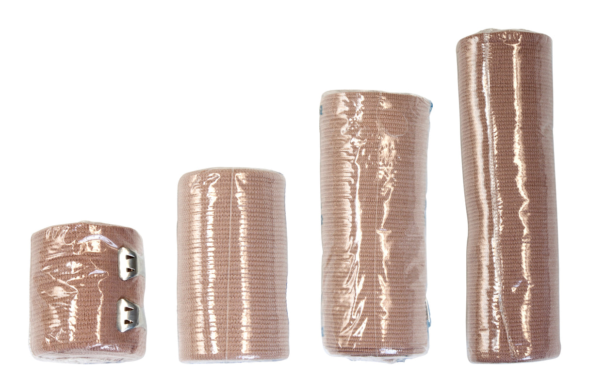 Elastic Bandage Dynarex® 4 Inch X 4-1/2 Yard Clip Detached Closure Tan NonSterile Standard Compression - BeHope
