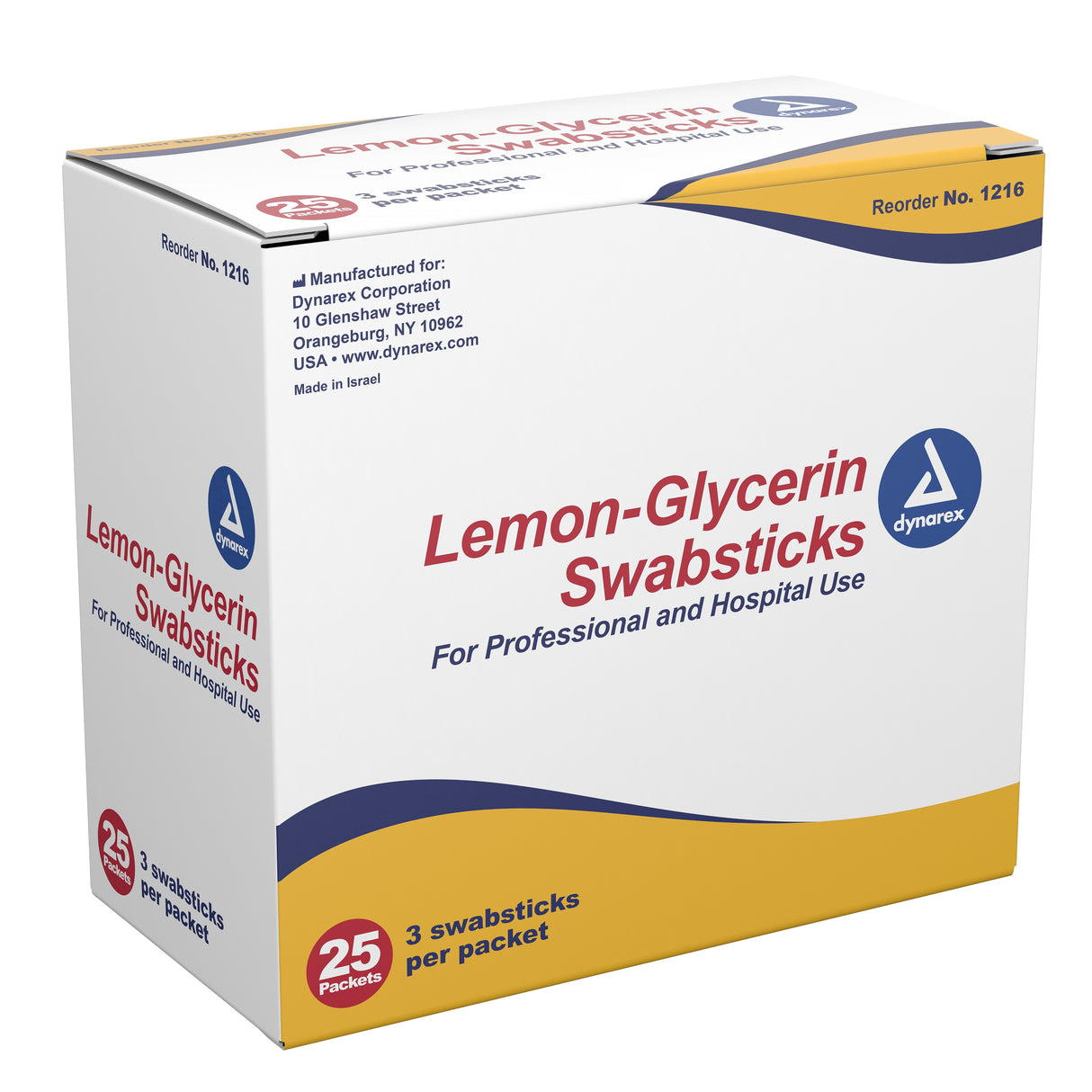 Lemon Glycerin Swabstick Dynarex® Foam Tip 3 per Pack - BeHope