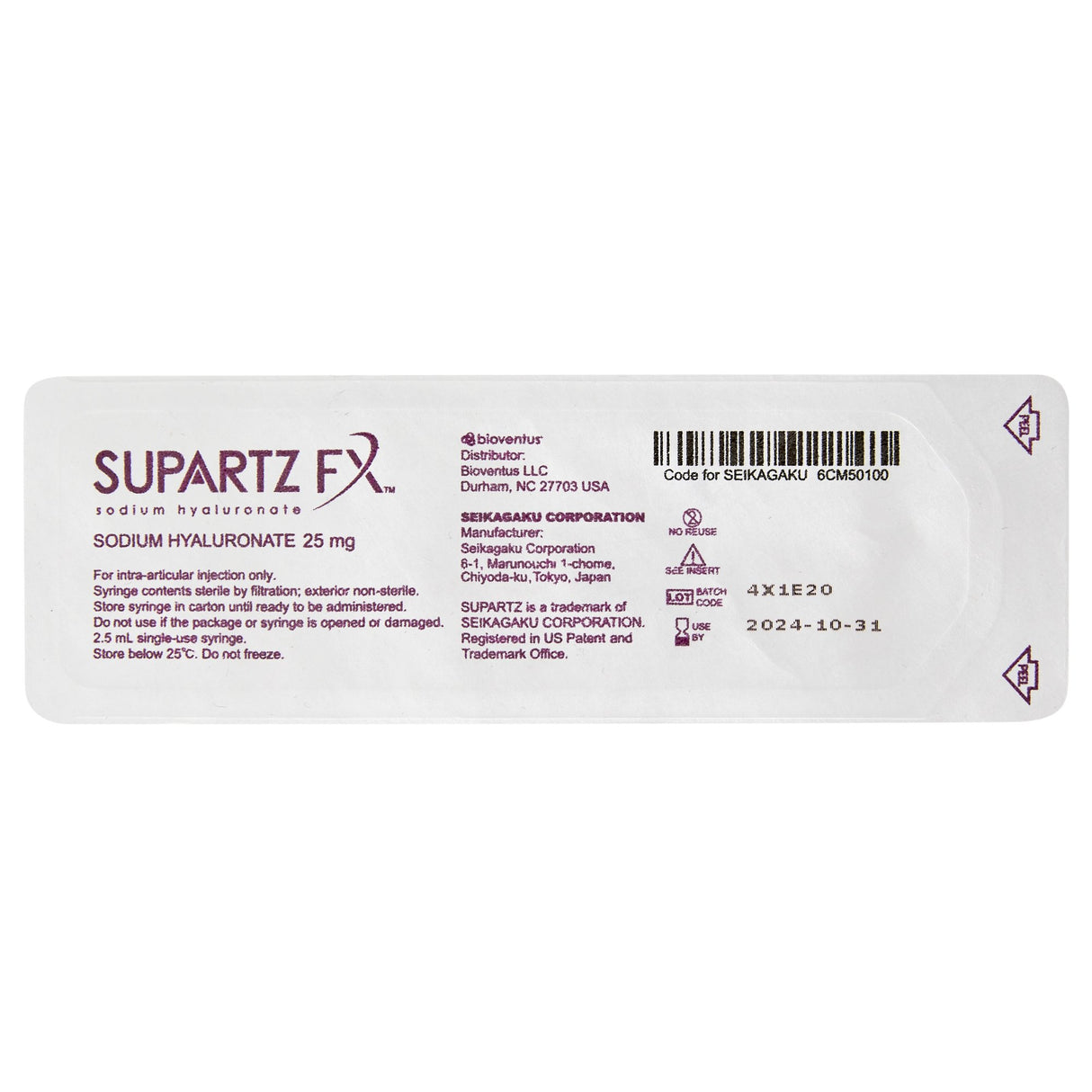 Supartz FX™ Sodium Hyaluronate 10 mg / mL Injection 2.5 mL - BeHope