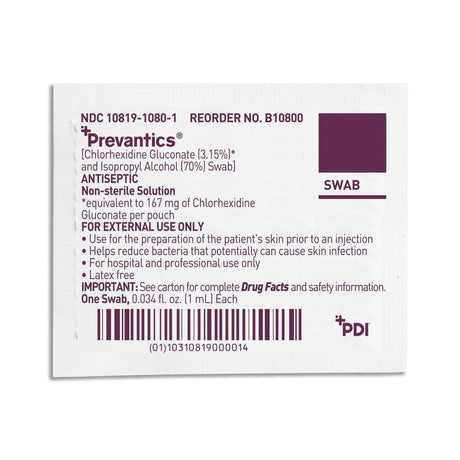 Antiseptic Prep Pad Prevantics® Chlorhexidine Isopropyl Alcohol Nonsterile - BeHope