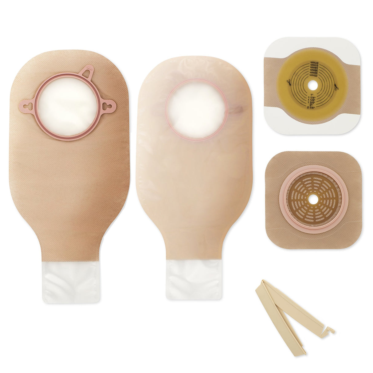Ileostomy / Colostomy Pouch New Image™ Two-Piece System 12 Inch Length Flat, Trim to Fit 2-1/4 Inch Stoma Drainable - BeHope