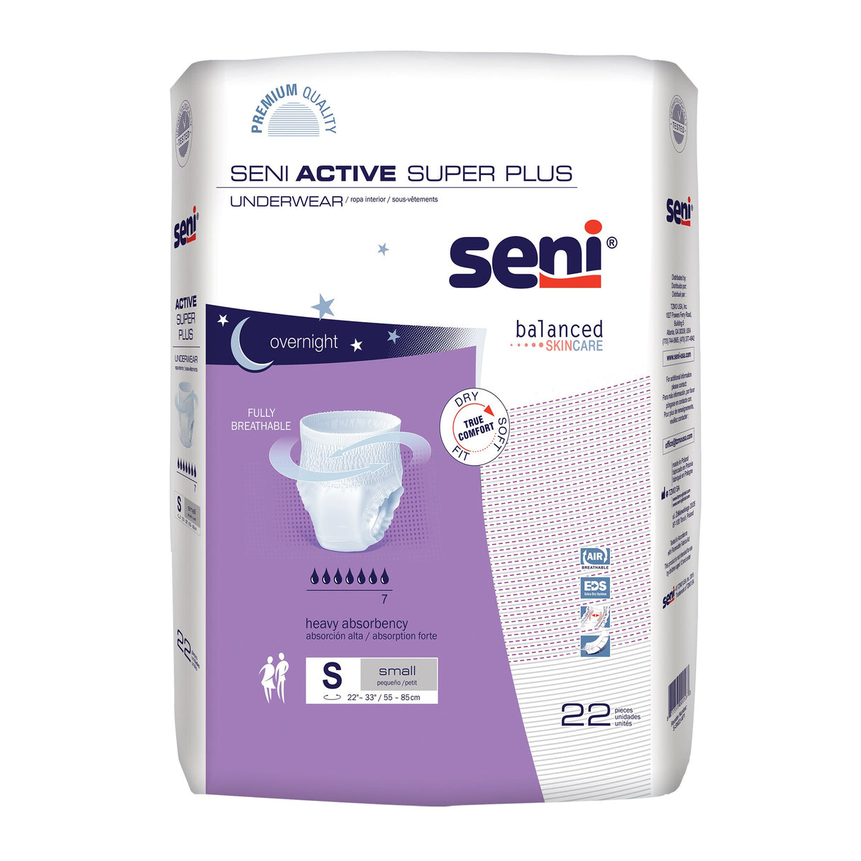 Unisex Adult Absorbent Underwear Seni Active Super Plus Pull On with Tear Away Seams Small Disposable Heavy Absorbency