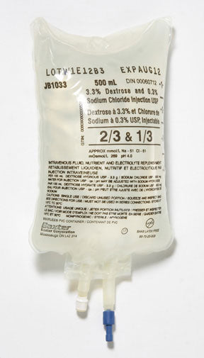 Dextrose 3.3% And Sodium Chloride 0.3% 1000ml Bag For Injection Usp Case/12 Each - BeHope