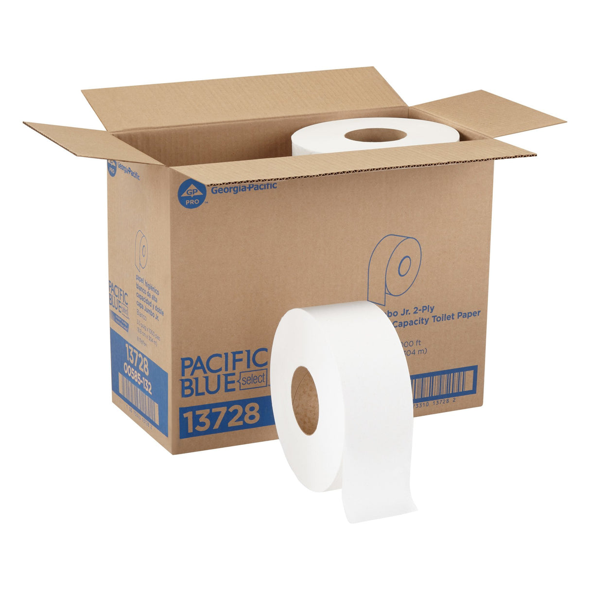 Toilet Tissue Pacific Blue Select™ White 2-Ply Jumbo Size Cored Roll Continuous Sheet 3-1/5 Inch X 1000 Foot - BeHope