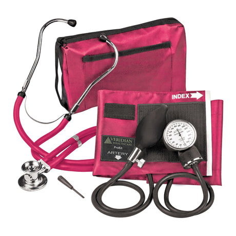 Reusable Aneroid / Stethoscope Set Veridian 27.9 to 41.6 cm Adult Cuff Dual Head General Exam Stethoscope - BeHope