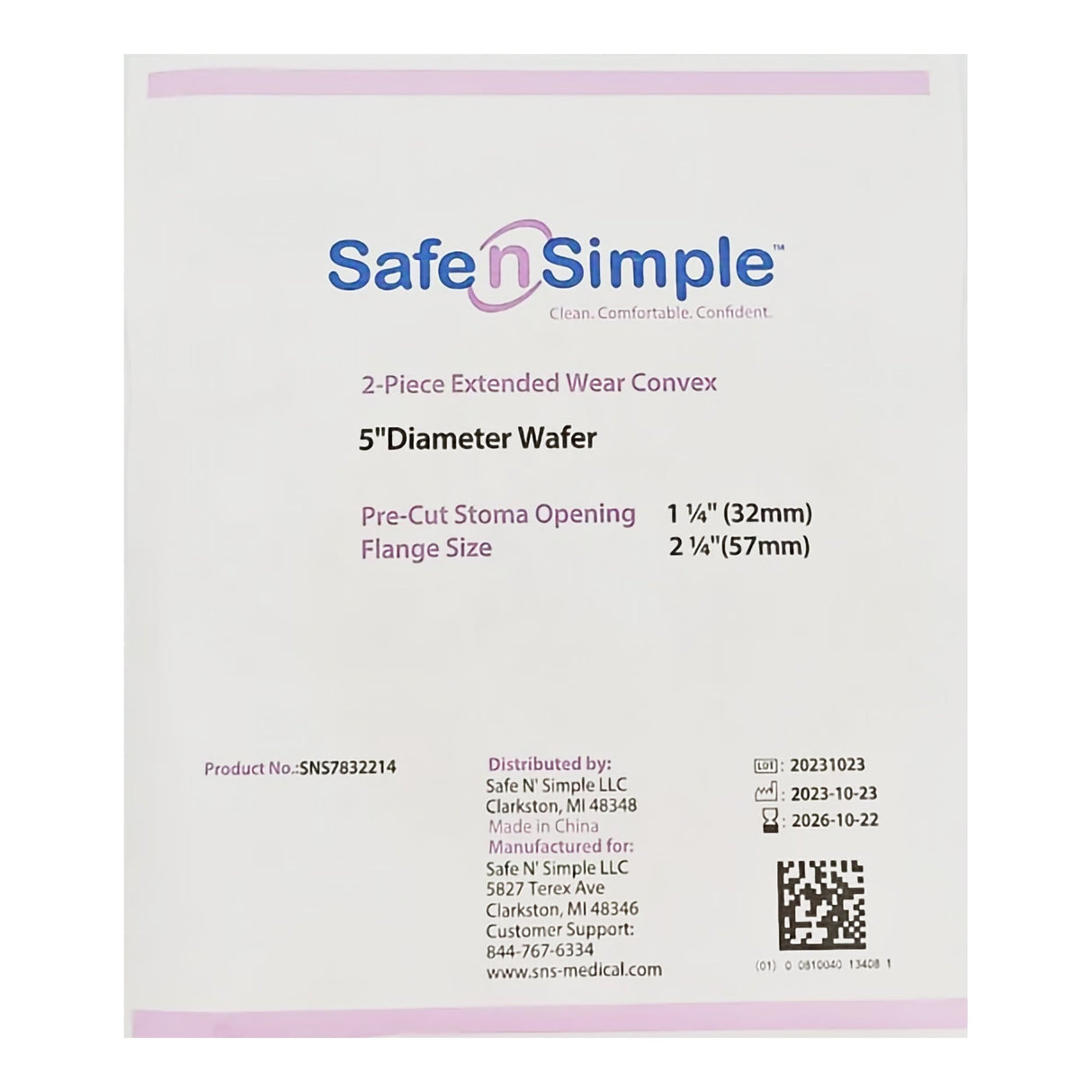 Ostomy Barrier Precut, Extended Wear Adhesive Tape Collar 57 mm Flange Red Code System 1-1/4 Inch Opening 5 X 5 Inch - BeHope