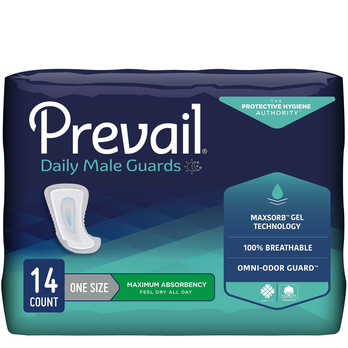 Bladder Control Pad Prevail® Daily Male Guards 12-1/2 Inch Length Heavy Absorbency Polymer Core One Size Fits Most - BeHope