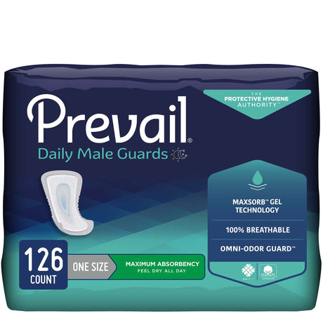 Bladder Control Pad Prevail® Daily Male Guards 12-1/2 Inch Length Heavy Absorbency Polymer Core One Size Fits Most - BeHope