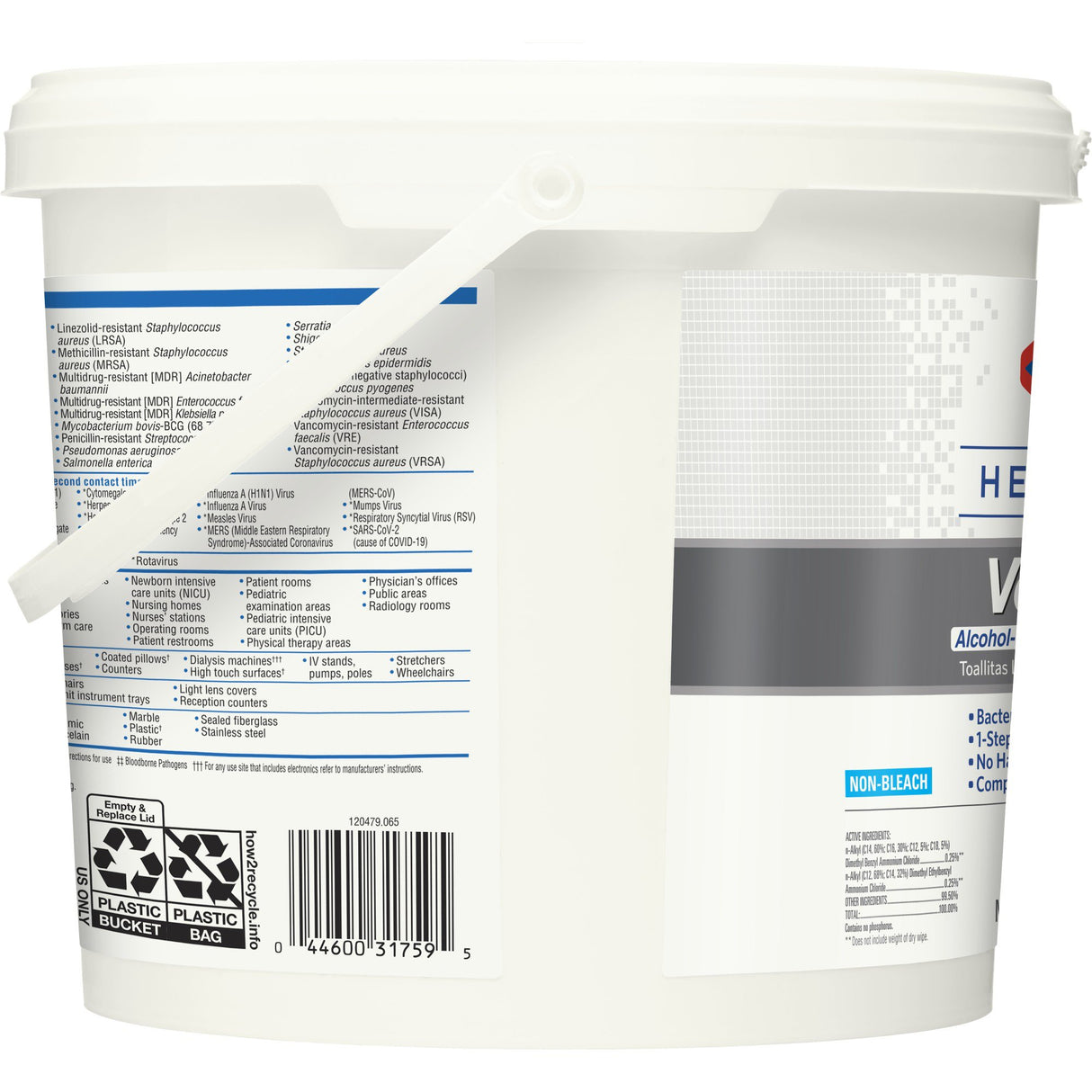 Clorox Healthcare VersaSure Surface Disinfectant Cleaner Premoistened Quaternary Based Manual Pull Wipe 110 Count Pail Scented NonSterile - BeHope